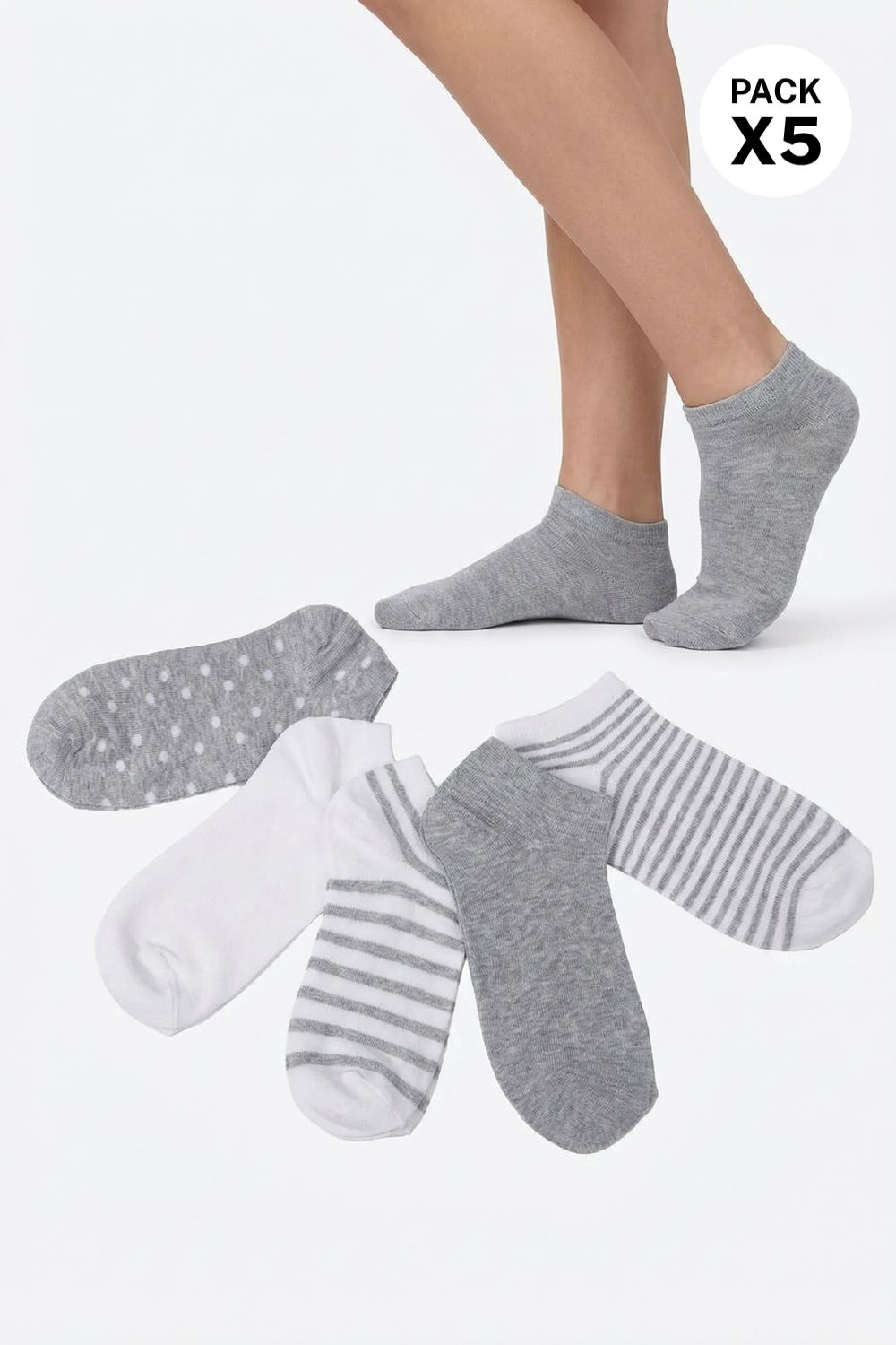 Paquete x5 medias taloneras confeccionadas en algodón